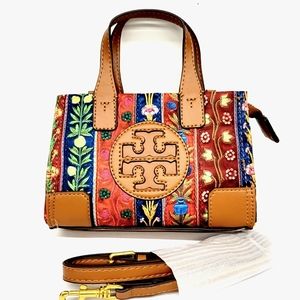 NWOT Tory Burch Ella Ribbon Patchwork Micro Tote/Crossbody